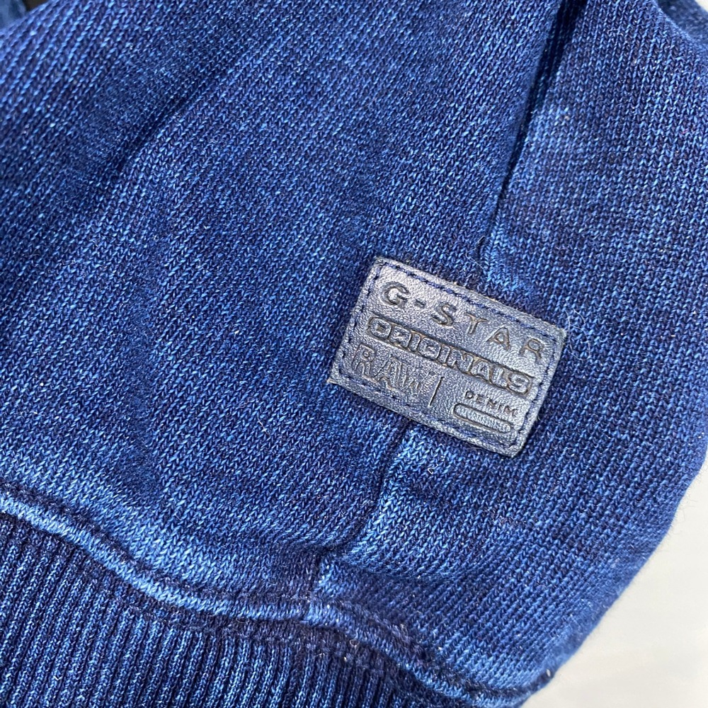 G Star Raw Blue Denim‎ Look Crewneck Sweatshirt Men's Size Medium Distressed - Picture 5 of 9